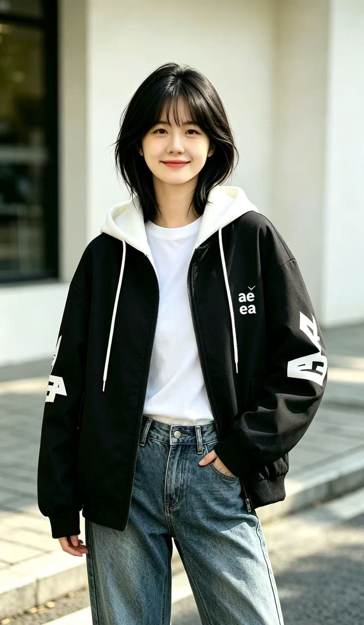 한 스타일 높음 거리 탈착식 후드 페이크 레이어드 야구 유니폼 대 알파벳 다용도 캐주얼 루즈핏 맨위 트렌디 상세 이미지 1