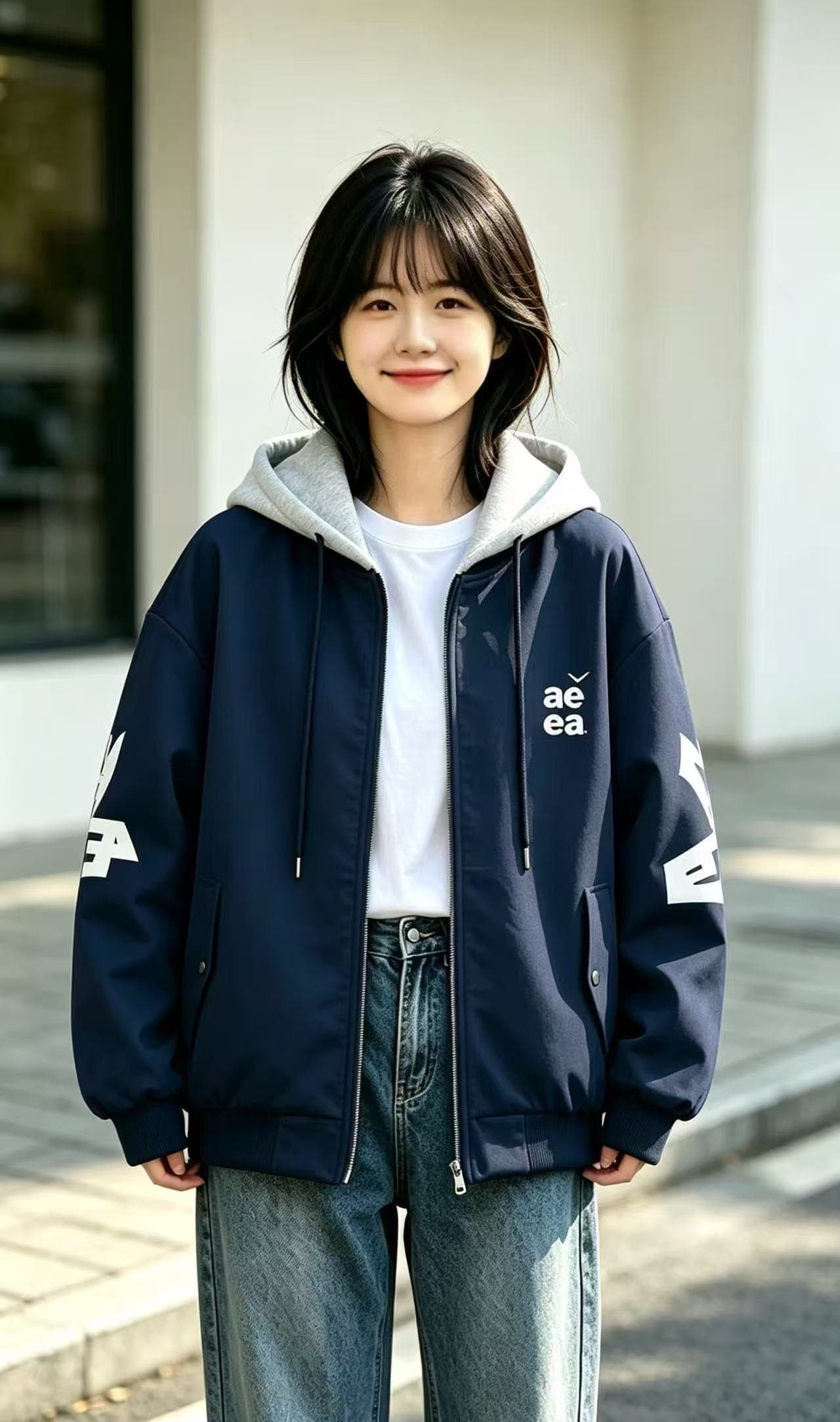 한 스타일 높음 거리 탈착식 후드 페이크 레이어드 야구 유니폼 대 알파벳 다용도 캐주얼 루즈핏 맨위 트렌디 상세 이미지 3