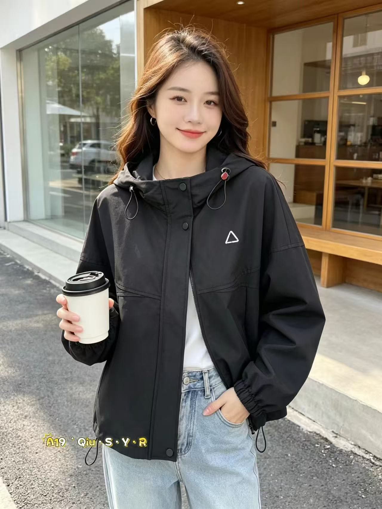 2026 봄 가을 새로운 여성 고급 센스 Parker 서비스 자켓 짧은 외투 루즈핏 후드 워크웨어 바람 맨위 상세 이미지 2