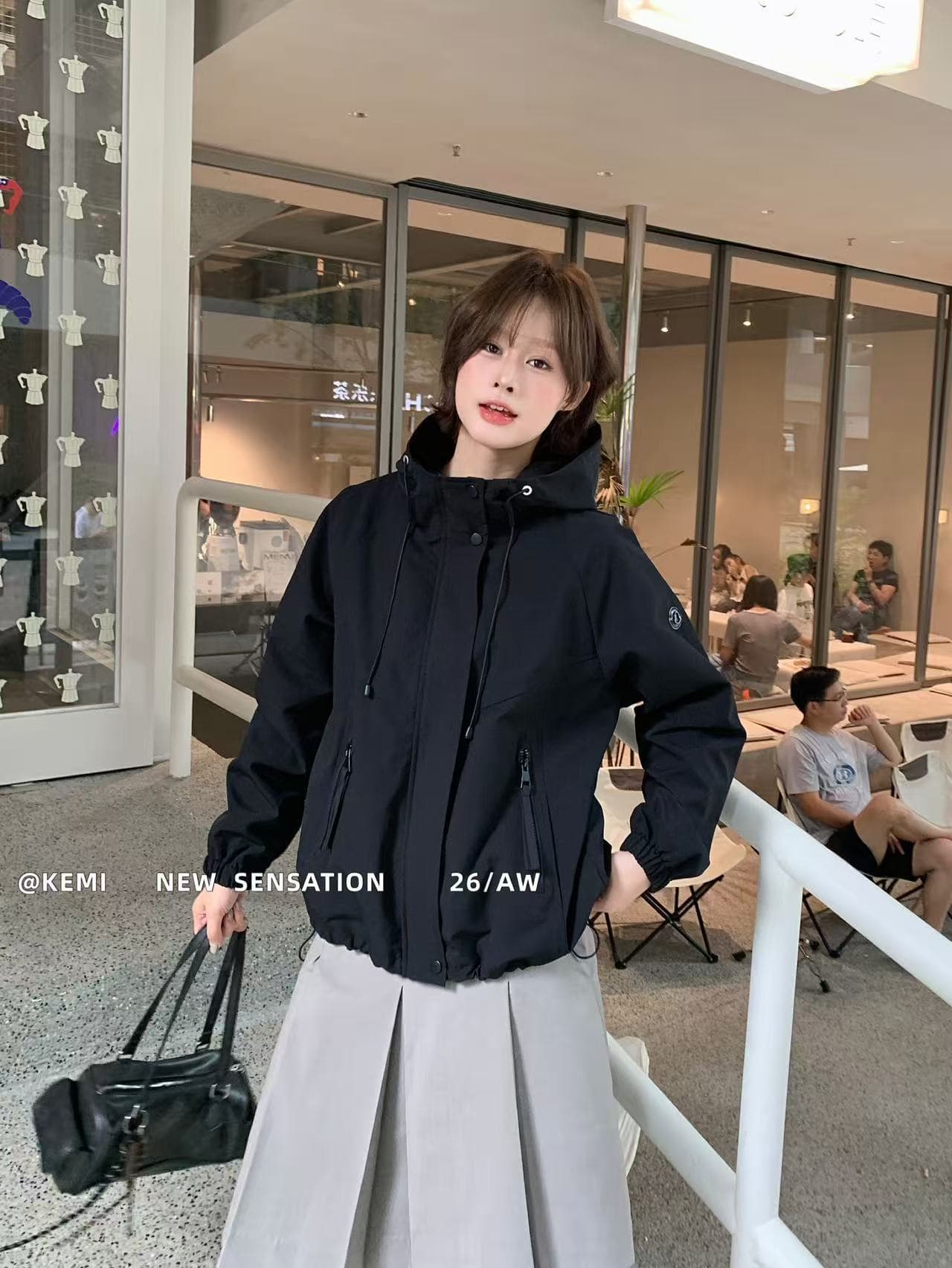 한국 스타일 2026 슈퍼 화재 재킷 여자 가을 다용도 얇은 재킷 고급 센스 후드 자켓 작은 키 맨위 상세 이미지 6