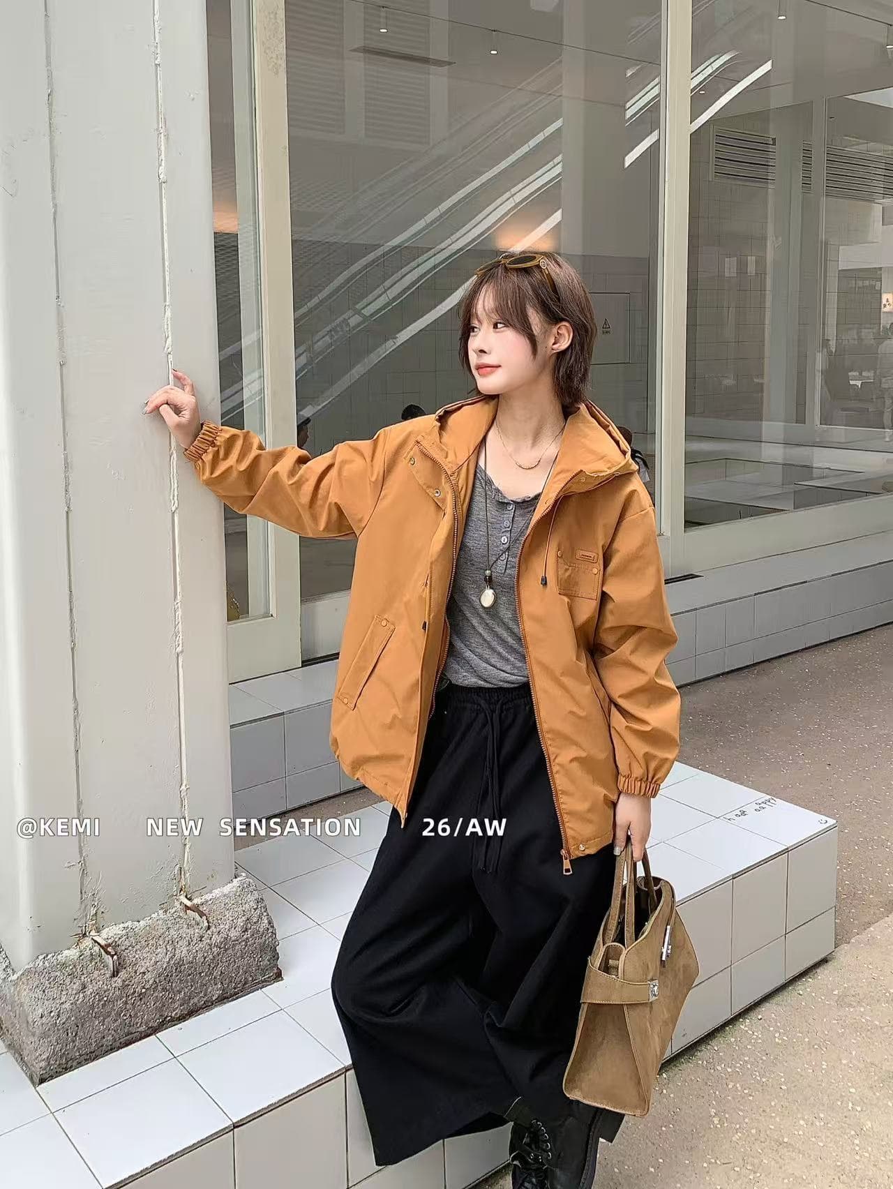 한국 스타일 2026 가을 새로운 미니멀리즘 다용도 여성 루즈핏 슬림해 보이는 재킷 바람막이 여성 의류 상세 이미지 7