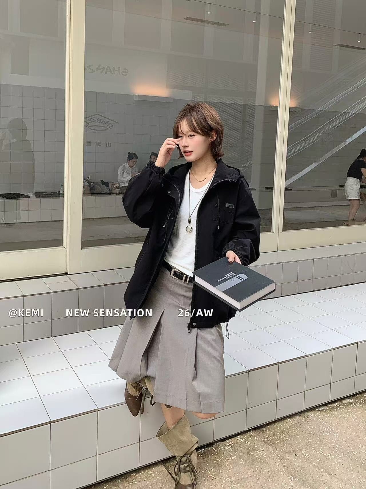 한국 스타일 2026 가을 새로운 미니멀리즘 다용도 여성 루즈핏 슬림해 보이는 재킷 바람막이 여성 의류 상세 이미지 16