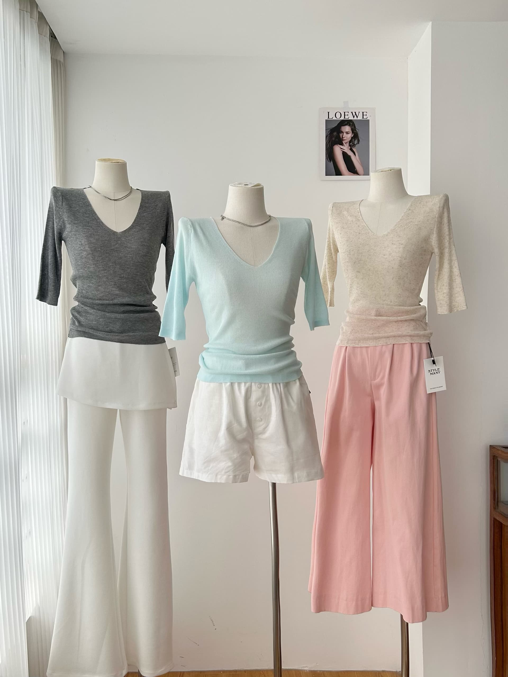 jmshop 부드러운 보이는 순수한 욕망 섹시함 V넥 주간 실크 아마 니트 티셔츠 여성 부드러운 찹쌀 다용도 슬림해 보이는 맨위 상세 이미지 8