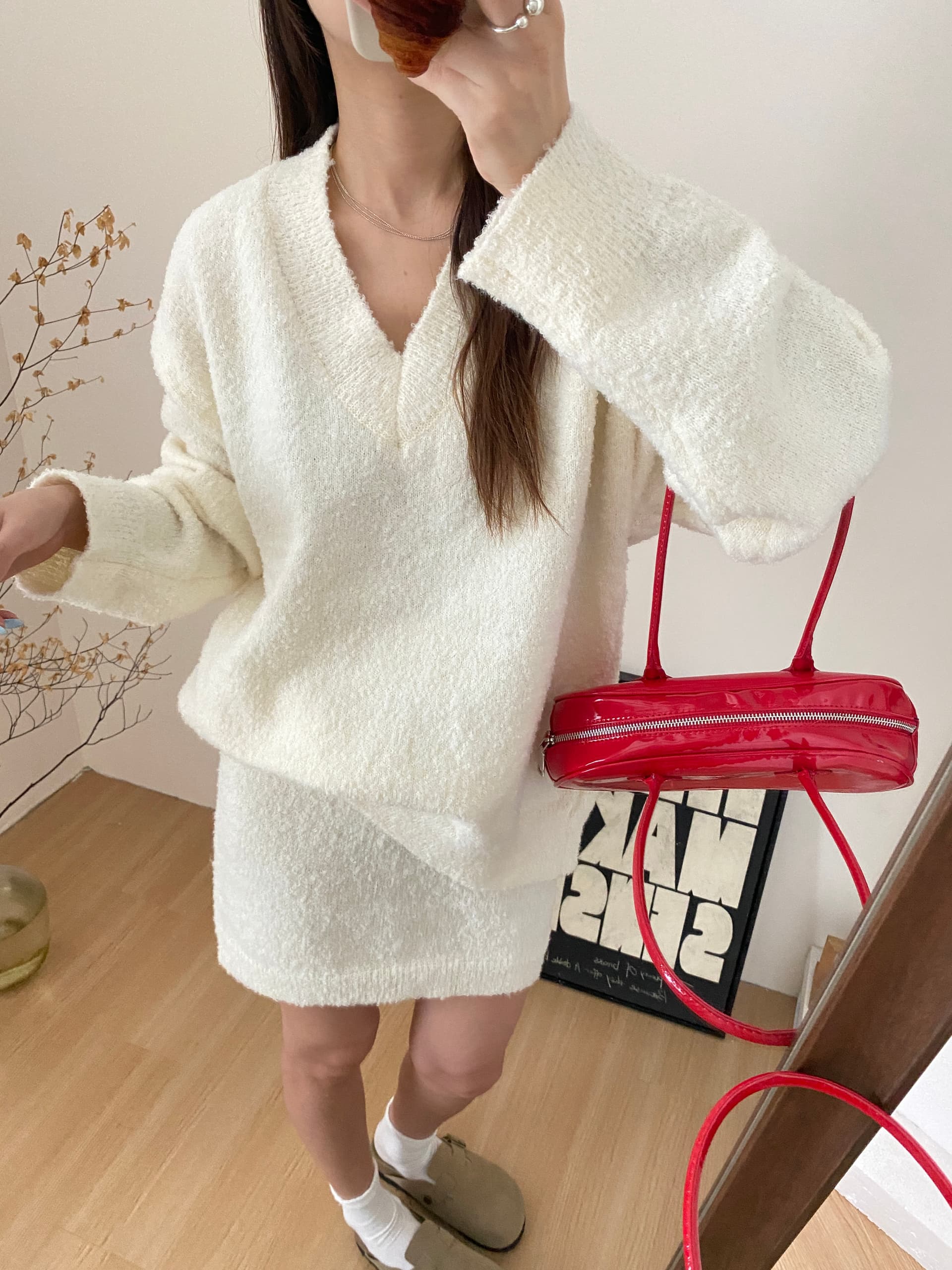 잉 어린이 맞춤 가을 겨울 패션 캐주얼 느긋한 풀오버 다용도 루즈핏 V넥 스웨터 스웨터 드레스 상세 이미지 3