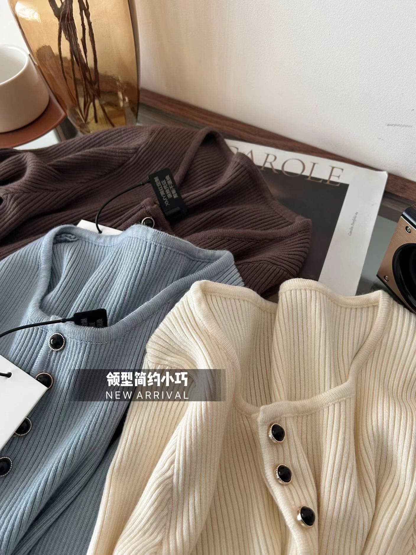 왜가리 녹색 하나 오리지널 수십억 48 지점 패키지 코어 실 니트 스웨터 여성 겨울 프랑스식 디자인 센스 구덩이 기사 기본 셔츠 이미지 3