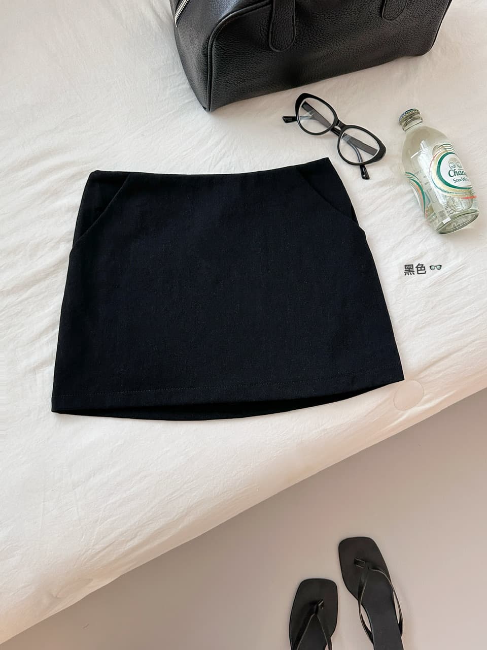 여름 작은 키 단색 워시 물 면 도파민 핫걸 쇼트 스타일 미니멀리즘 다용도 빨간색 반신 스커트 상세 이미지 4