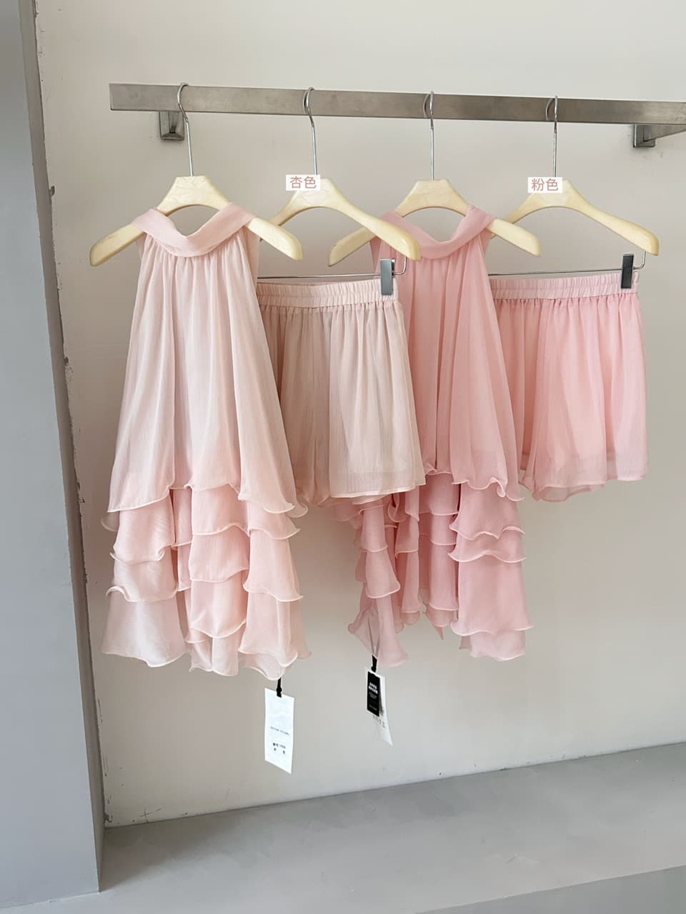 릴리 오브 더 밸리 여름 머리말 분위기 센스 계단식 레이스 핑크색 행침 목 드레스 경기 반바지 상세 이미지 14