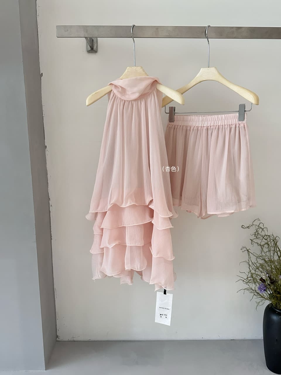 릴리 오브 더 밸리 여름 머리말 분위기 센스 계단식 레이스 핑크색 행침 목 드레스 경기 반바지 상세 이미지 16