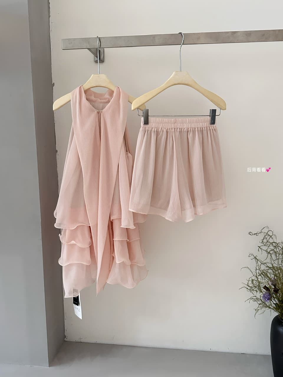 릴리 오브 더 밸리 여름 머리말 분위기 센스 계단식 레이스 핑크색 행침 목 드레스 경기 반바지 상세 이미지 17