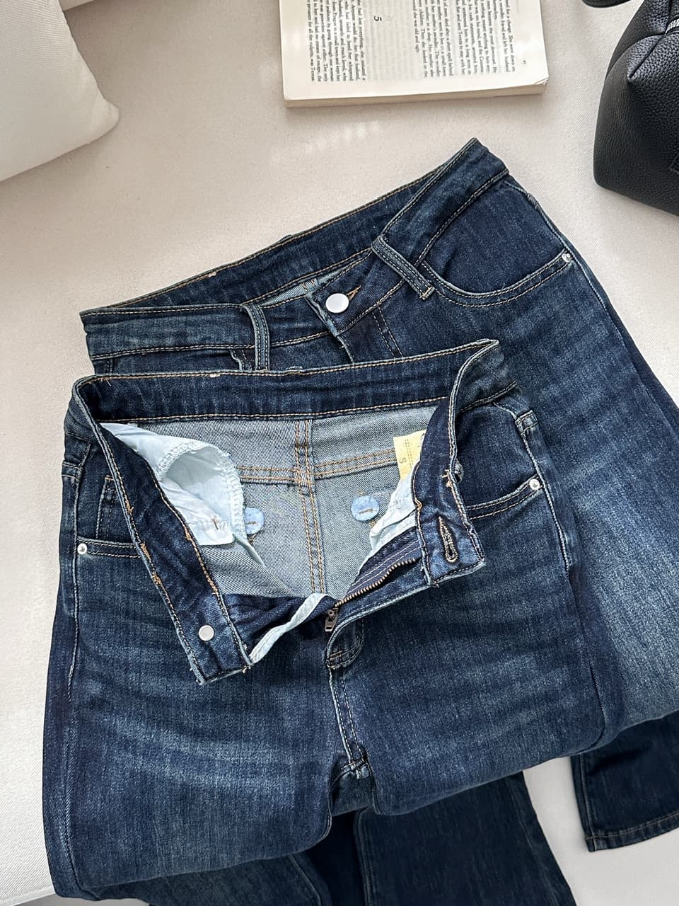 펭 넓적 다리 9 분 바지 마이크로 나팔 v 허리 청바지 슬림해 보이는 다용도 9 포인트 펭 넓적 다리 청바지 스트레이트 여름 새로운 상세 이미지 4
