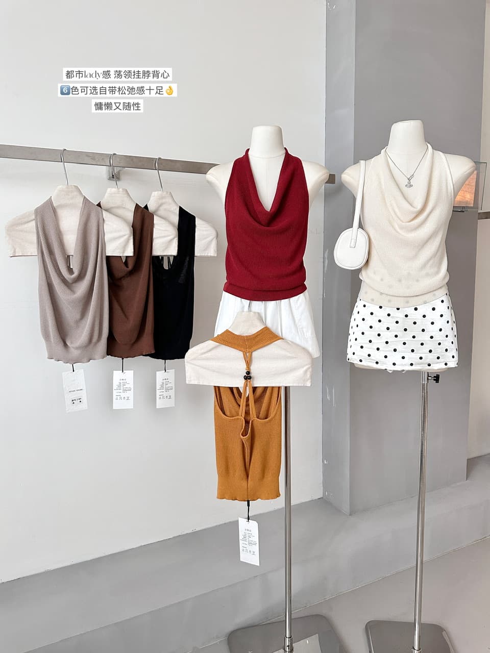 프랑스식 느긋한 바람 깊은 V 넥 몸매 가꾸기 단색 행침 목 니트 작은 셔츠 조끼 상세 이미지 10