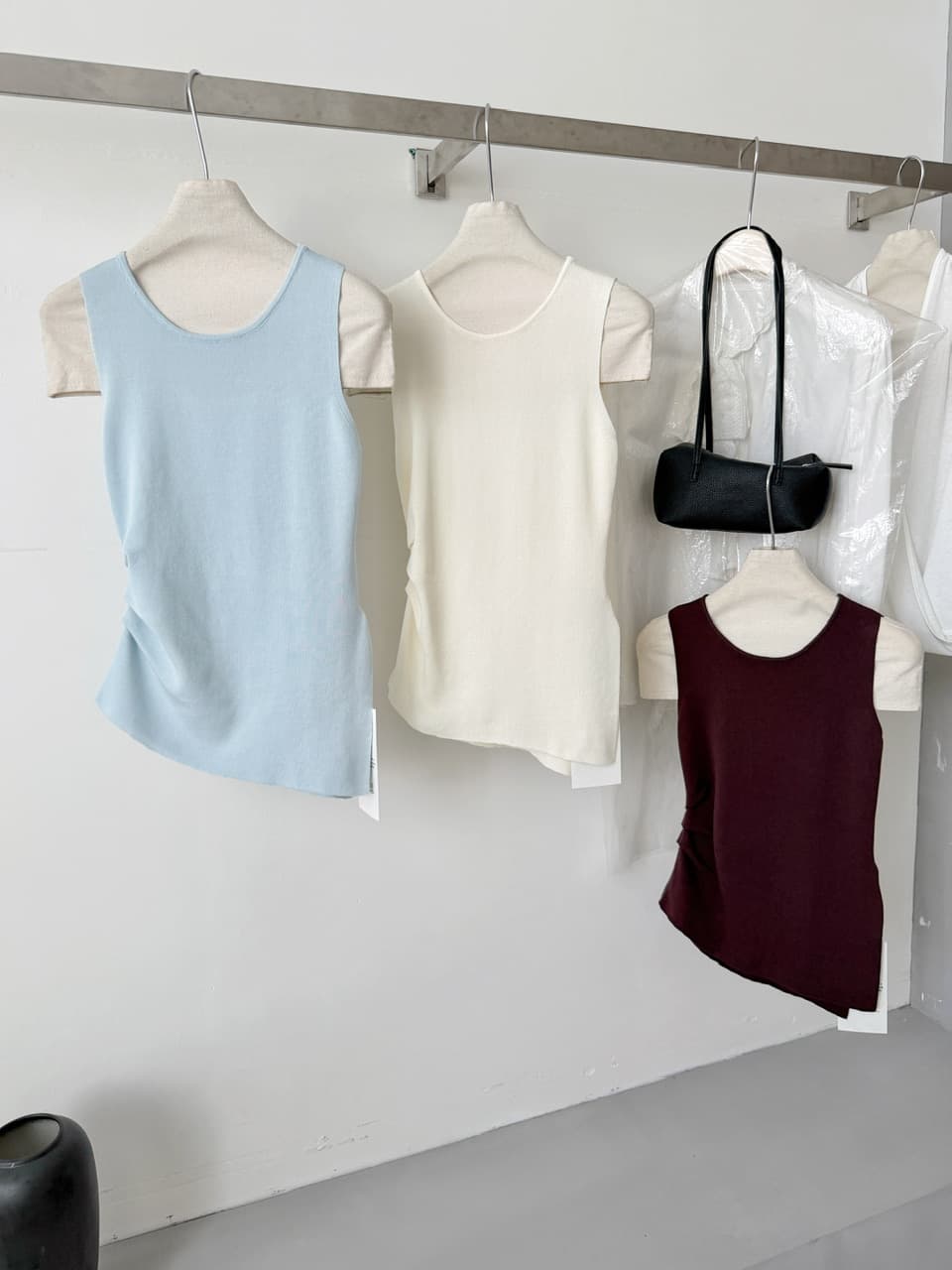 rachel 파리 일러스트레이션 도시 lady 센스 슬림해 보이는 핀치 Pleat 측면 트임 조끼 이미지 2