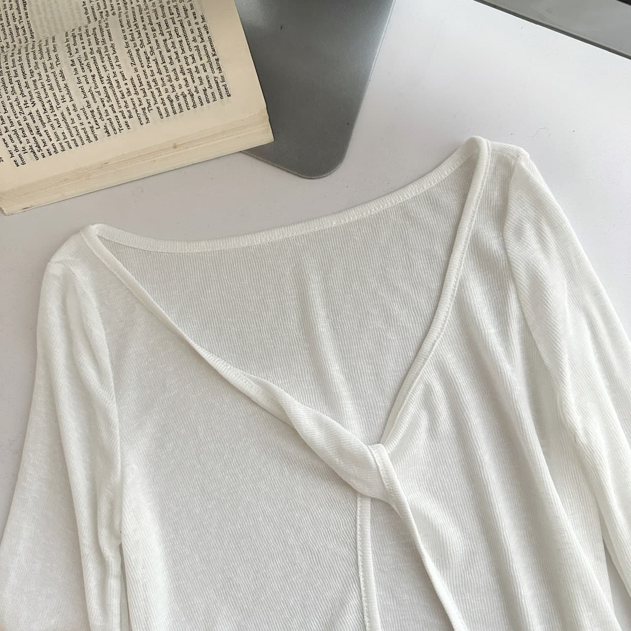한 부서 느긋한 자외선 차단 세트 여성 행침 목 조끼 여성 외부 가져 가라. 비틀림 긴팔 블라우스 맨위 투피스 세트 상세 이미지 16