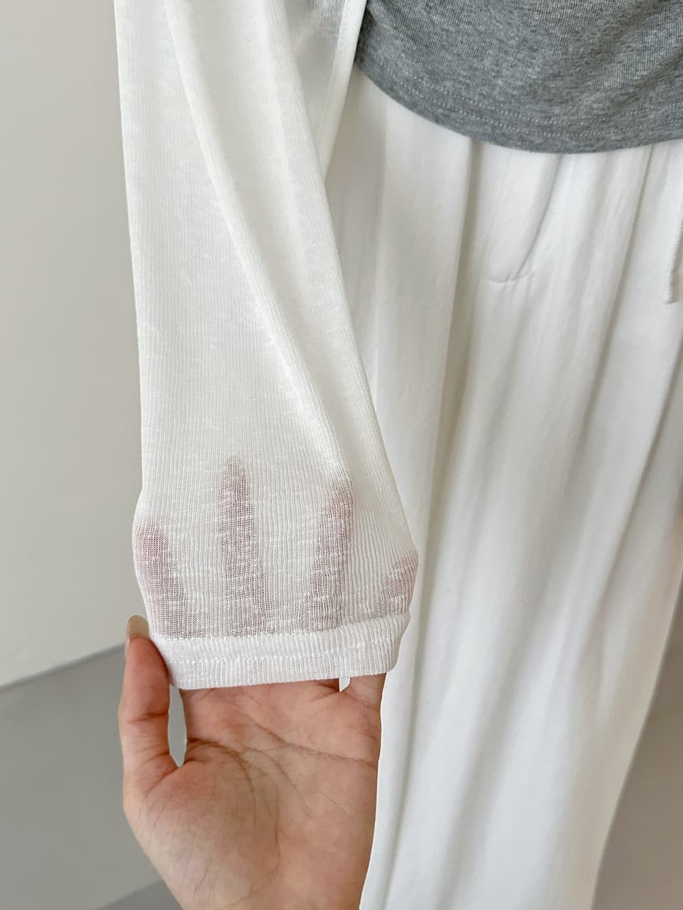 한 부서 느긋한 자외선 차단 세트 여성 행침 목 조끼 여성 외부 가져 가라. 비틀림 긴팔 블라우스 맨위 투피스 세트 상세 이미지 18