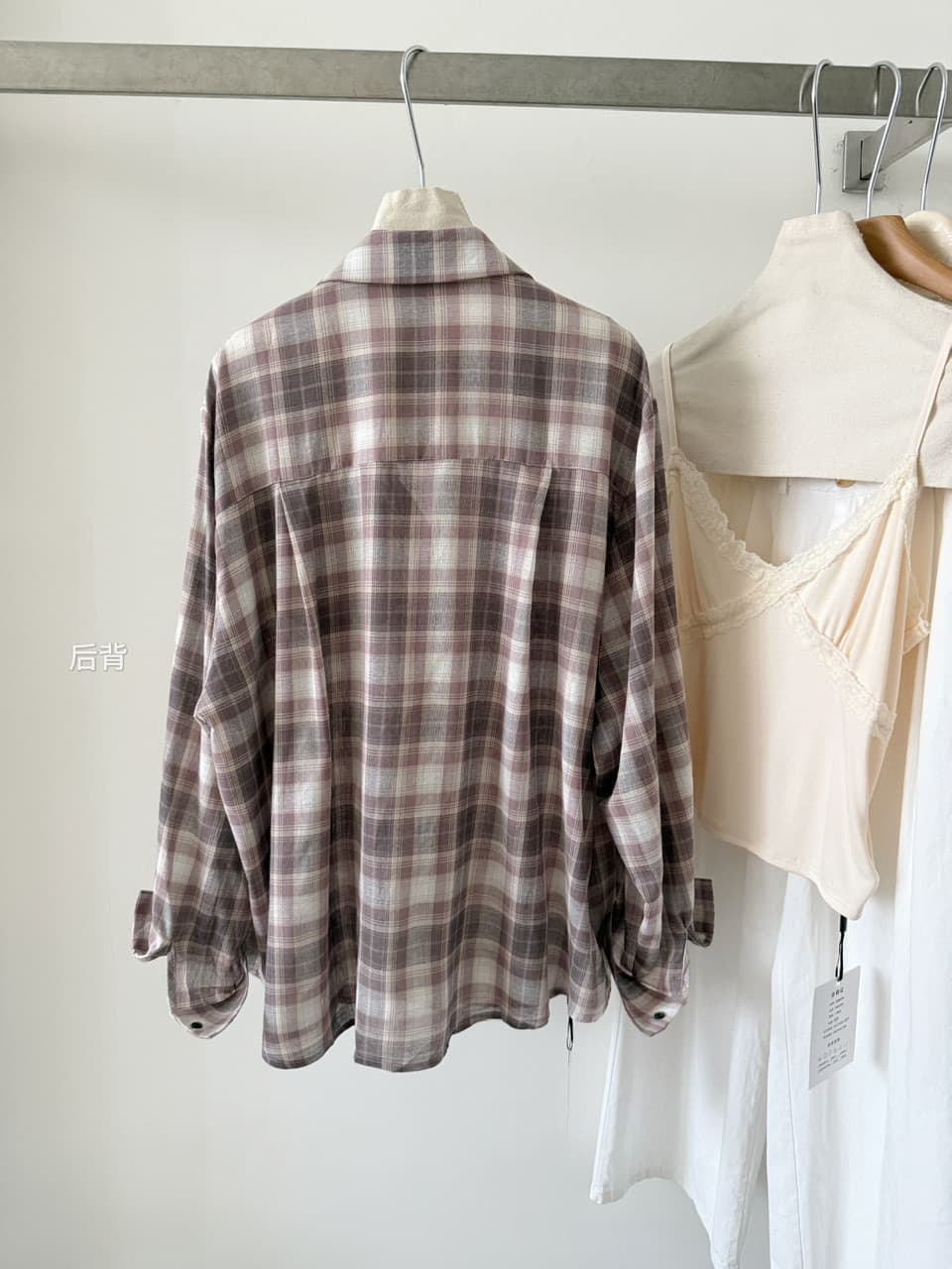 가을 한 부서 가을의 날 분위기 센스 폴로 칼라 주머니 싱글 줄 버튼 긴팔 체크무늬 캐주얼 셔츠 맨위 상세 이미지 12