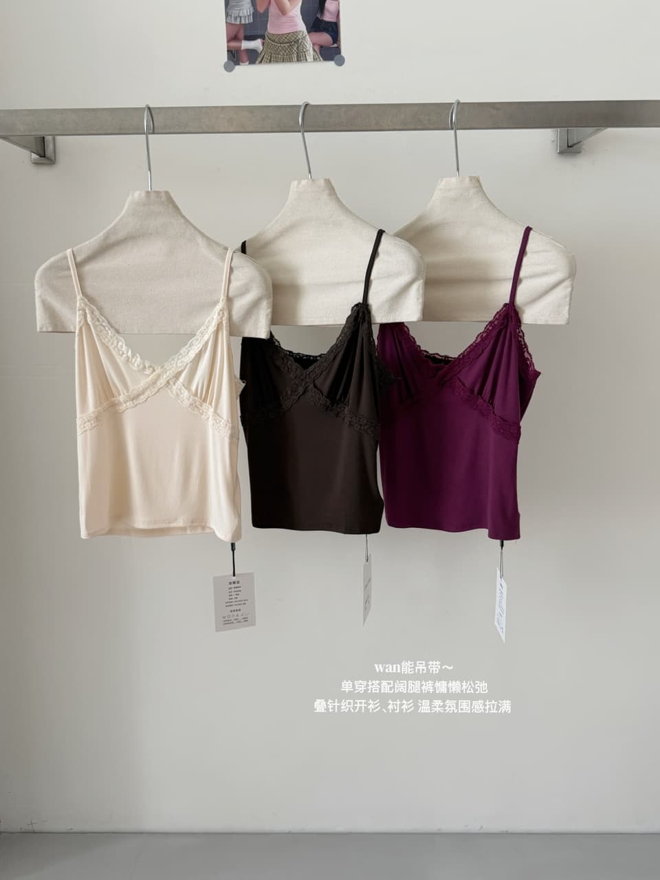 가을 새로운 아메리칸 레트로 레이스 레이스 몸매 가꾸기 쇼트 스타일 캐미솔 인사이드 가져 가라. 상세 이미지 12