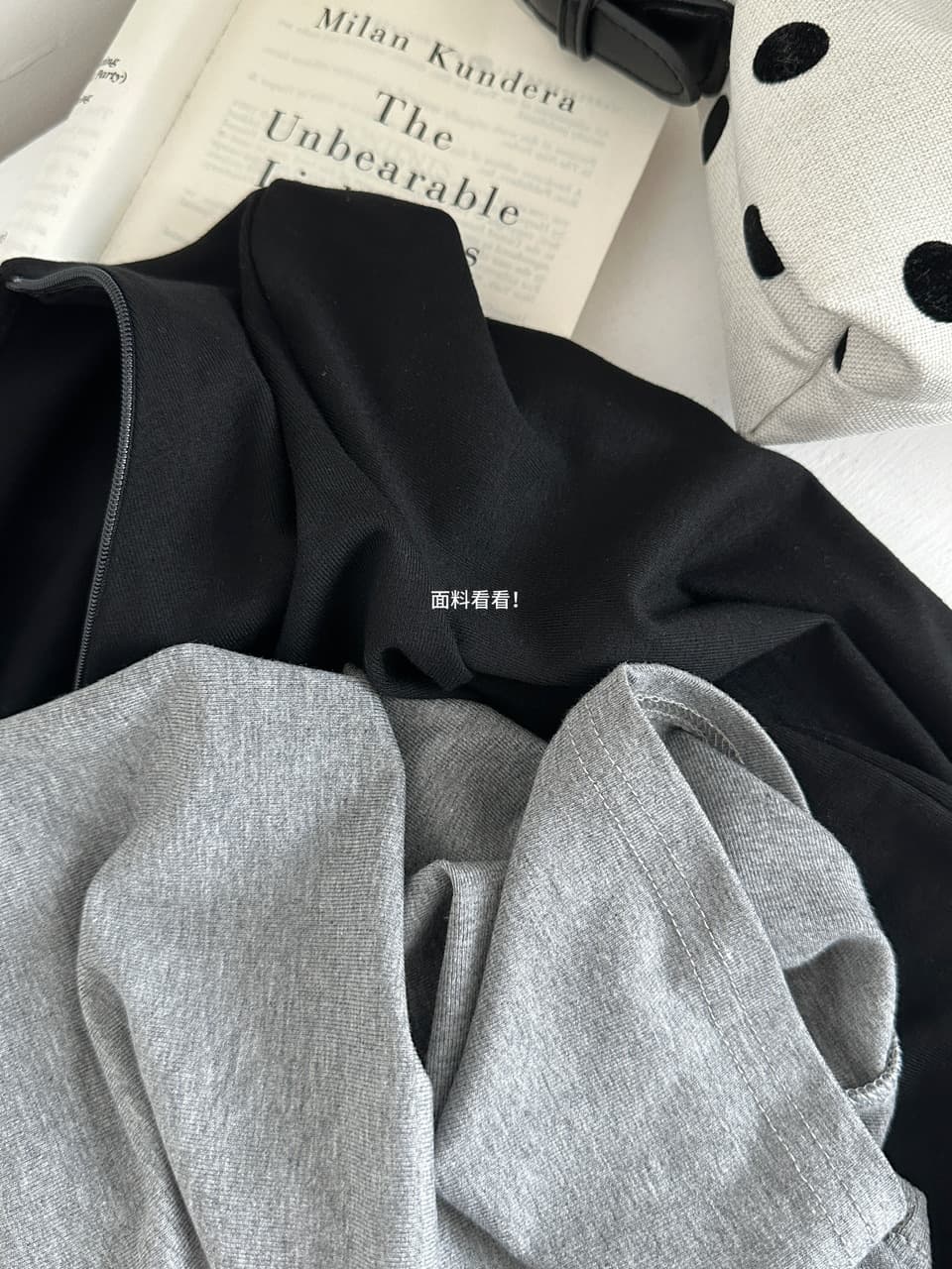 종이 사람들 지퍼 긴팔 V넥 티셔츠 행침 목 조끼 캐주얼 와이드 레그 팬츠 세 조각 세트 가을 상세 이미지 6