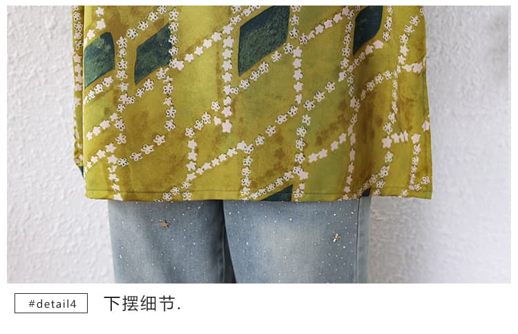 실사 2026 여름 새로운 통통한 여동생 패션 연령 감소 루즈핏 표지 고기 슬림해 보이는 패치워크 프린트 티셔츠 맨위 상세 이미지 24