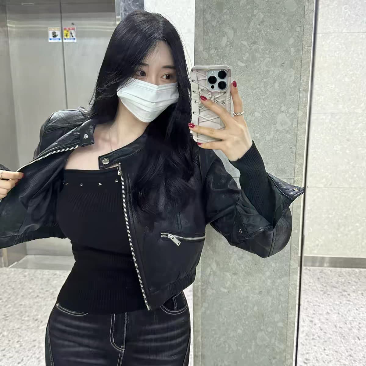 지금 want 작은 쿠이 한국 동대문 구매 봄 쇼트 스타일 패션 다용도 스탠드 칼라 가죽 재킷 재킷 재킷 이미지 4