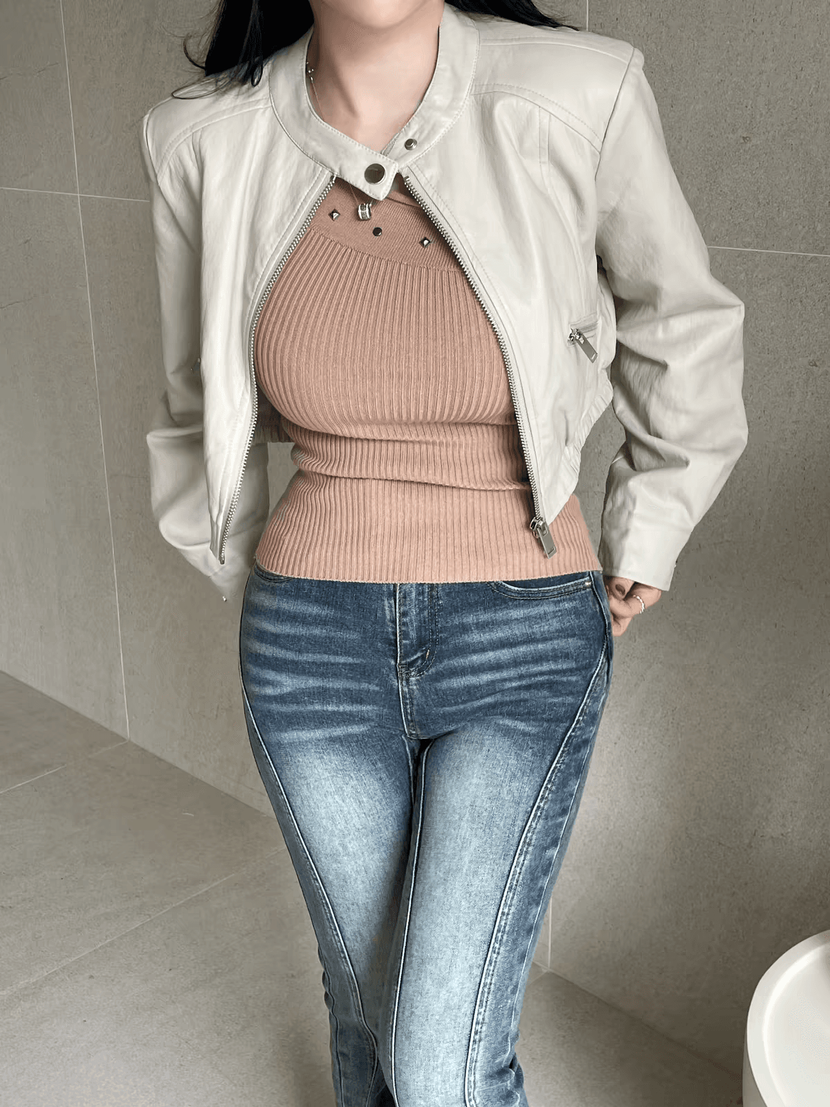 지금 want 작은 쿠이 한국 동대문 구매 봄 쇼트 스타일 패션 다용도 스탠드 칼라 가죽 재킷 재킷 재킷 상세 이미지 8