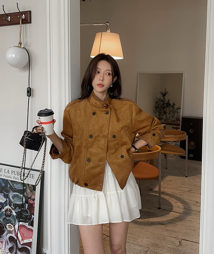 지금 사슴 캐시미어 레트로 스탠드 칼라 재킷 재킷 한국 스타일 chic 패션 디자인 센스 빅 사이즈 여성 이미지 3