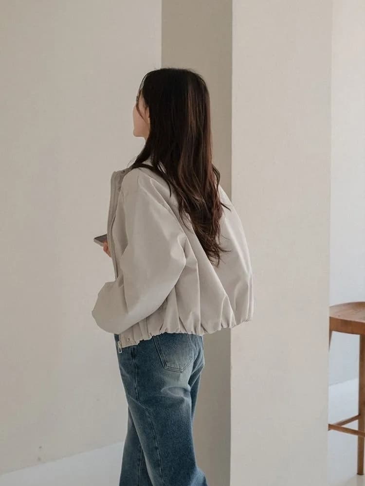 한국 새로운 중 쇼트 스타일 루즈핏 자켓 캐주얼 재킷 상세 이미지 4
