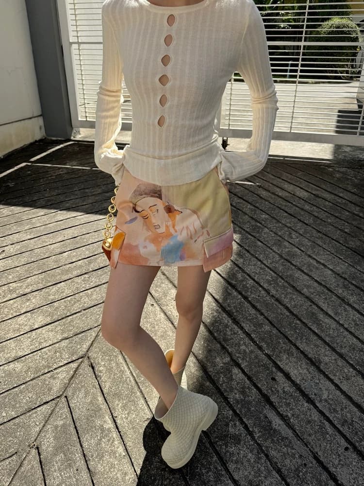sweet aiko 도파민 홀로우 아웃 디자인 센스 양모 기본 셔츠 열세 개 이른 봄 밝은 녹색 몸매 가꾸기 스웨터 여자 상세 이미지 32