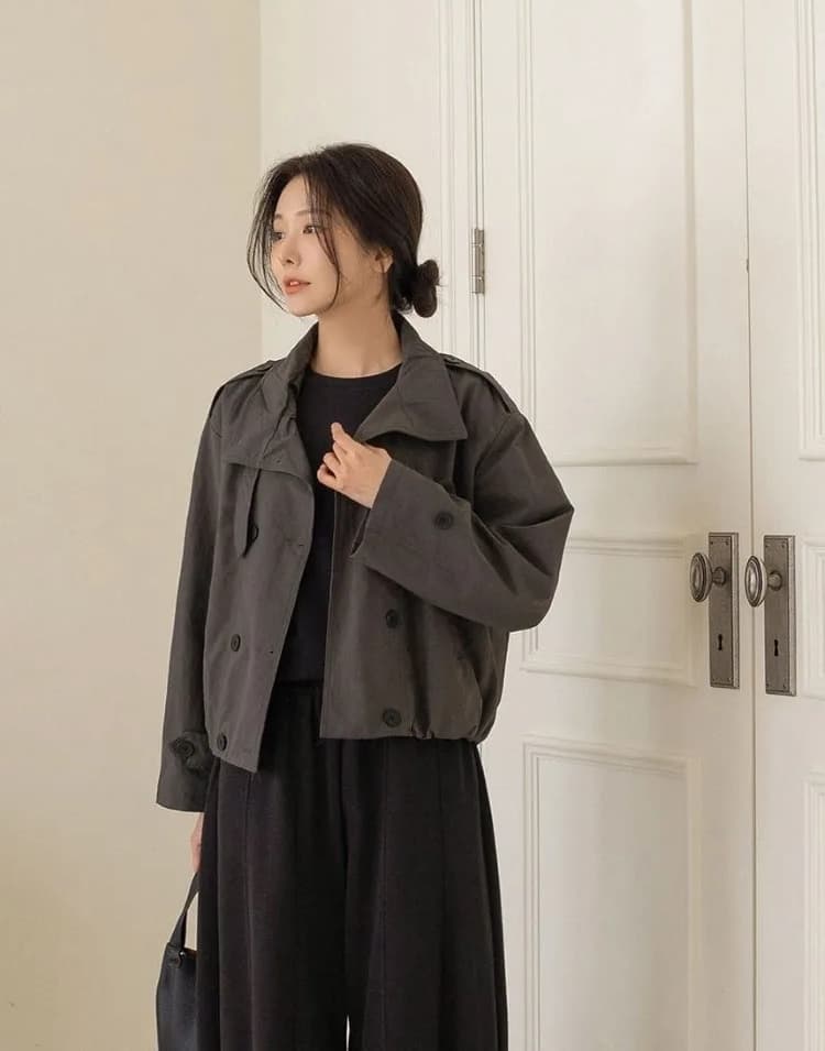 한국 chic 레트로 쇼트 스타일 바람막이 자켓 여성 코트 한 부서 빛 요리 한 바람 루즈핏 디자인 영국식 바람 맨위 상세 이미지 12
