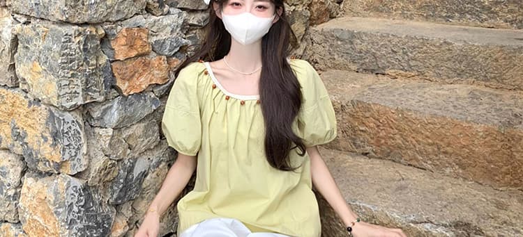 임산부 한 부서 수공 편집 비즈 박기 캐주얼 루즈핏 미니멀리즘 맨위 다용도 와이드 레그 팬츠 투피스 세트 상세 이미지 2
