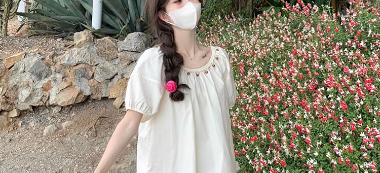 임산부 한 부서 수공 편집 비즈 박기 캐주얼 루즈핏 미니멀리즘 맨위 다용도 와이드 레그 팬츠 투피스 세트 상세 이미지 26