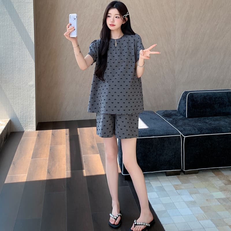 실사 지금 신제품 한국 스타일 패션 루즈핏 미니멀리즘 나비 매듭 세트 돼지 코 버클 태아기 출산 후 웨어러블 이미지 4