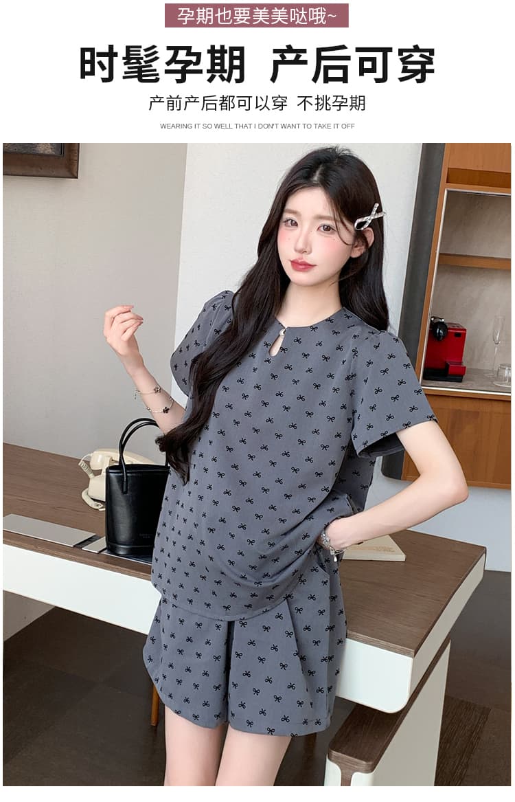 실사 지금 신제품 한국 스타일 패션 루즈핏 미니멀리즘 나비 매듭 세트 돼지 코 버클 태아기 출산 후 웨어러블 상세 이미지 2