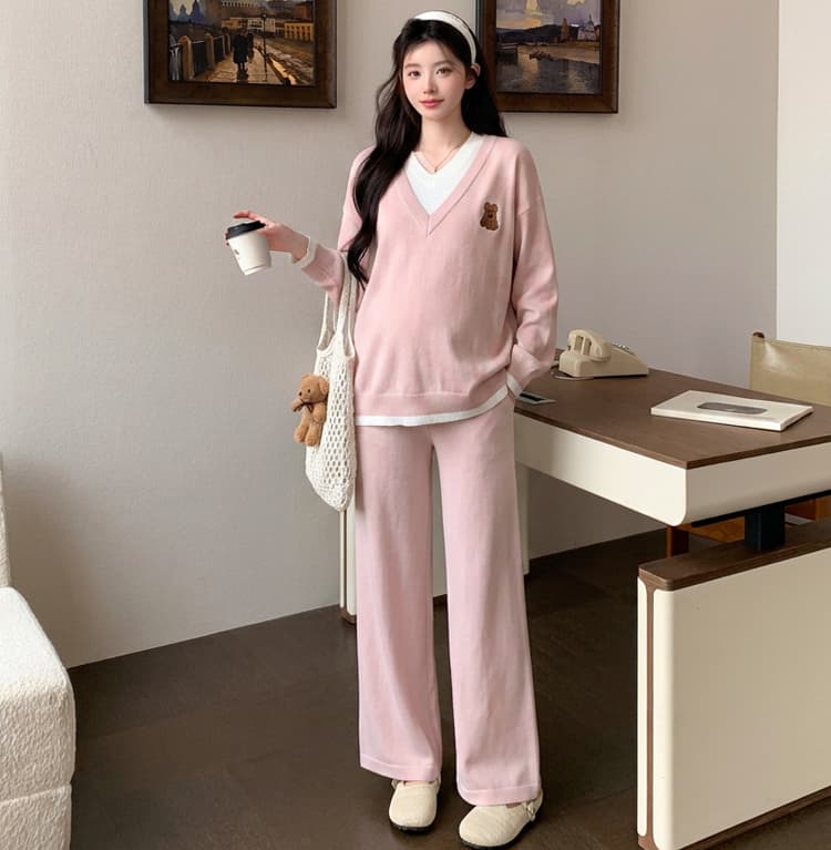 지금 가을 새로운 임산부 캐주얼 외국 가스 세트 페이크 레이어드 디자인 센스 패션 나가라. 게으른 착용 가져 가라. 세트 상세 이미지 23