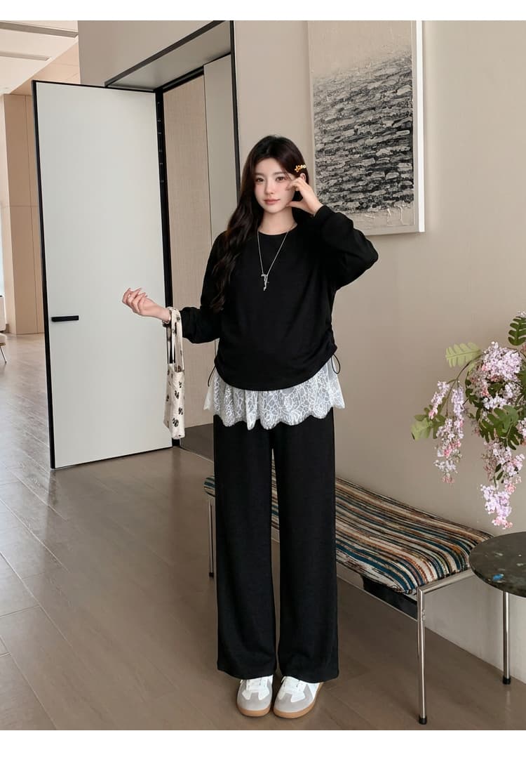 지금 실사 새로운 2026 가을 겨울 새로운 임산부 홀로우 아웃 구덩이 기사 니트 오픈 가디건 슬립 드레스 품격 한국 스타일 투피스 세트 상세 이미지 18