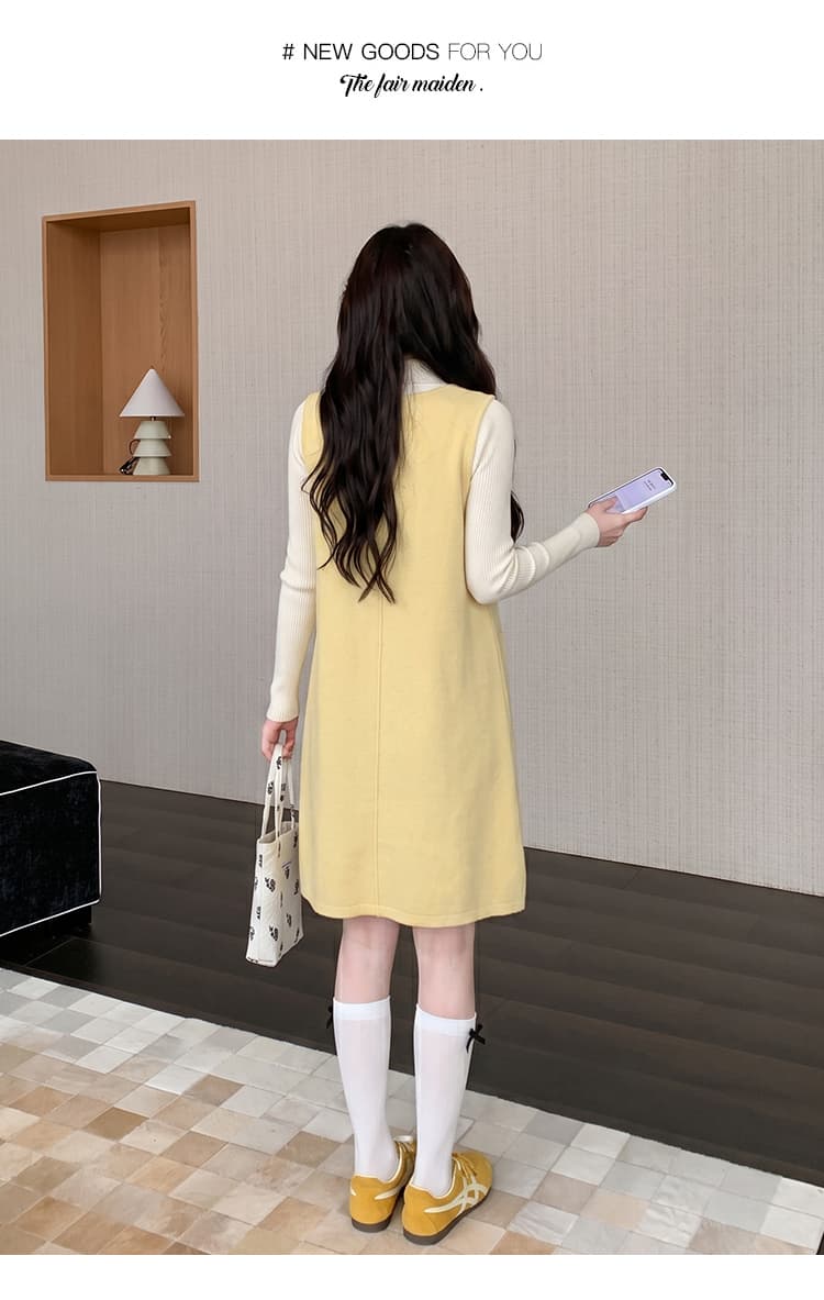 실사 지금 임산부 가을 겨울 새로운 한 부서 미니멀리즘 관대 한 작은 샤넬 스타일 진주 나비 매듭 드레스 투피스 세트 상세 이미지 12