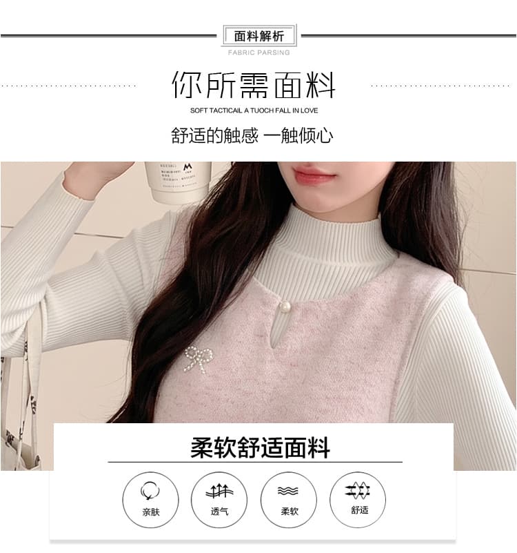 실사 임산부 가을 겨울 새로운 달콤함 연령 감소 작은 샤넬 스타일 나비 매듭 드레스 미니멀리즘 기본 셔츠 세트 상세 이미지 6