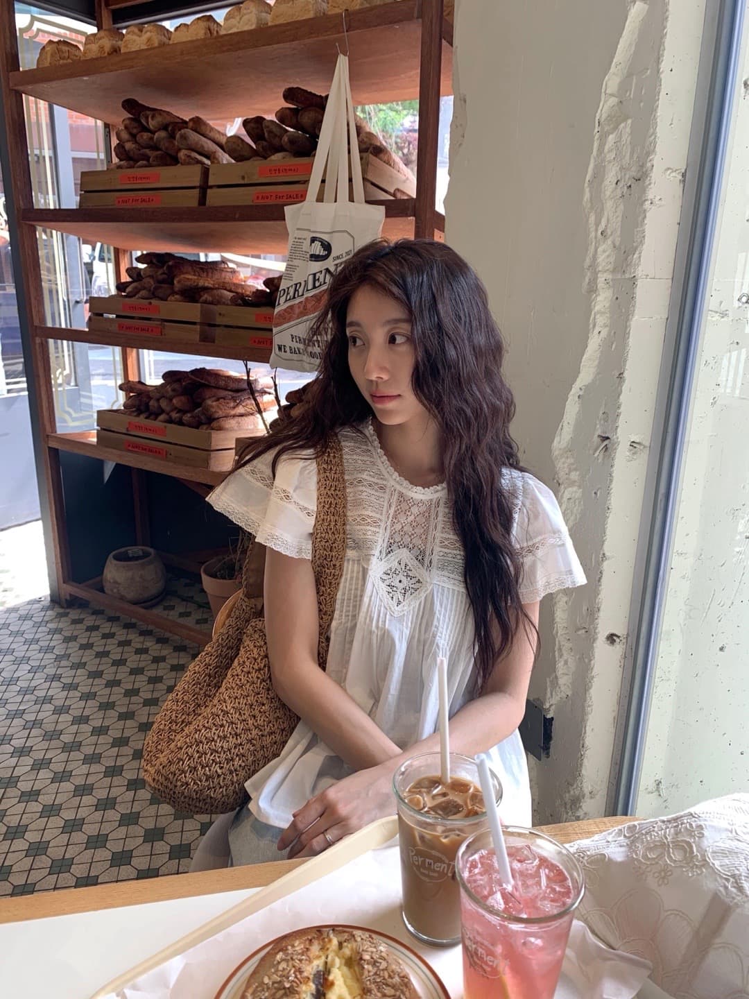재고 있음 한 부서 여름 차가운 청 ~을 통해 무거운 작업 레이스 홀로우 아웃 명중 Pleat 연꽃 잎 소매 작은 셔츠 상세 이미지 2