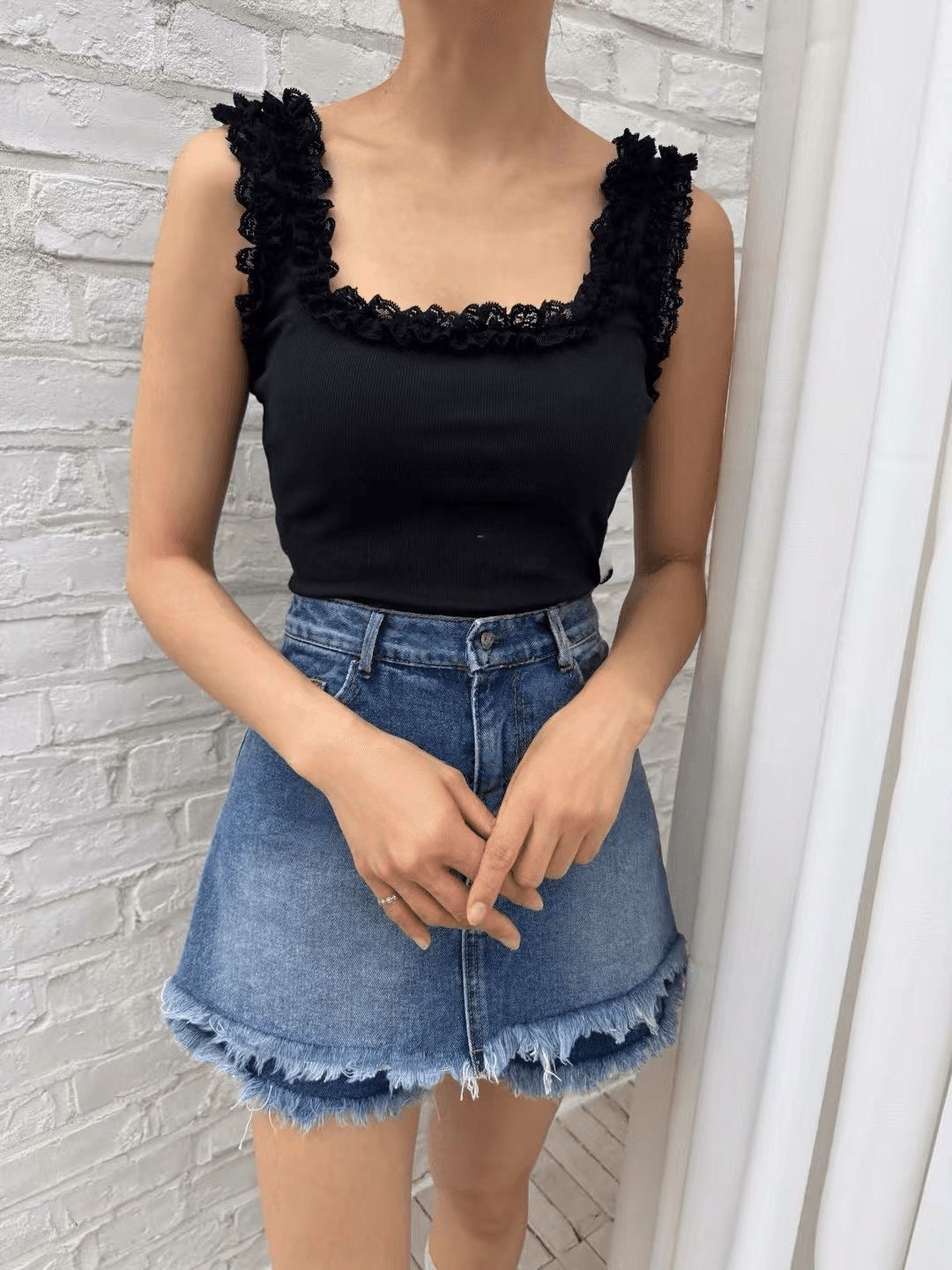 재고 있음 한국 chic 여름 새로운 레이스 다용도 캐미솔 이미지 2