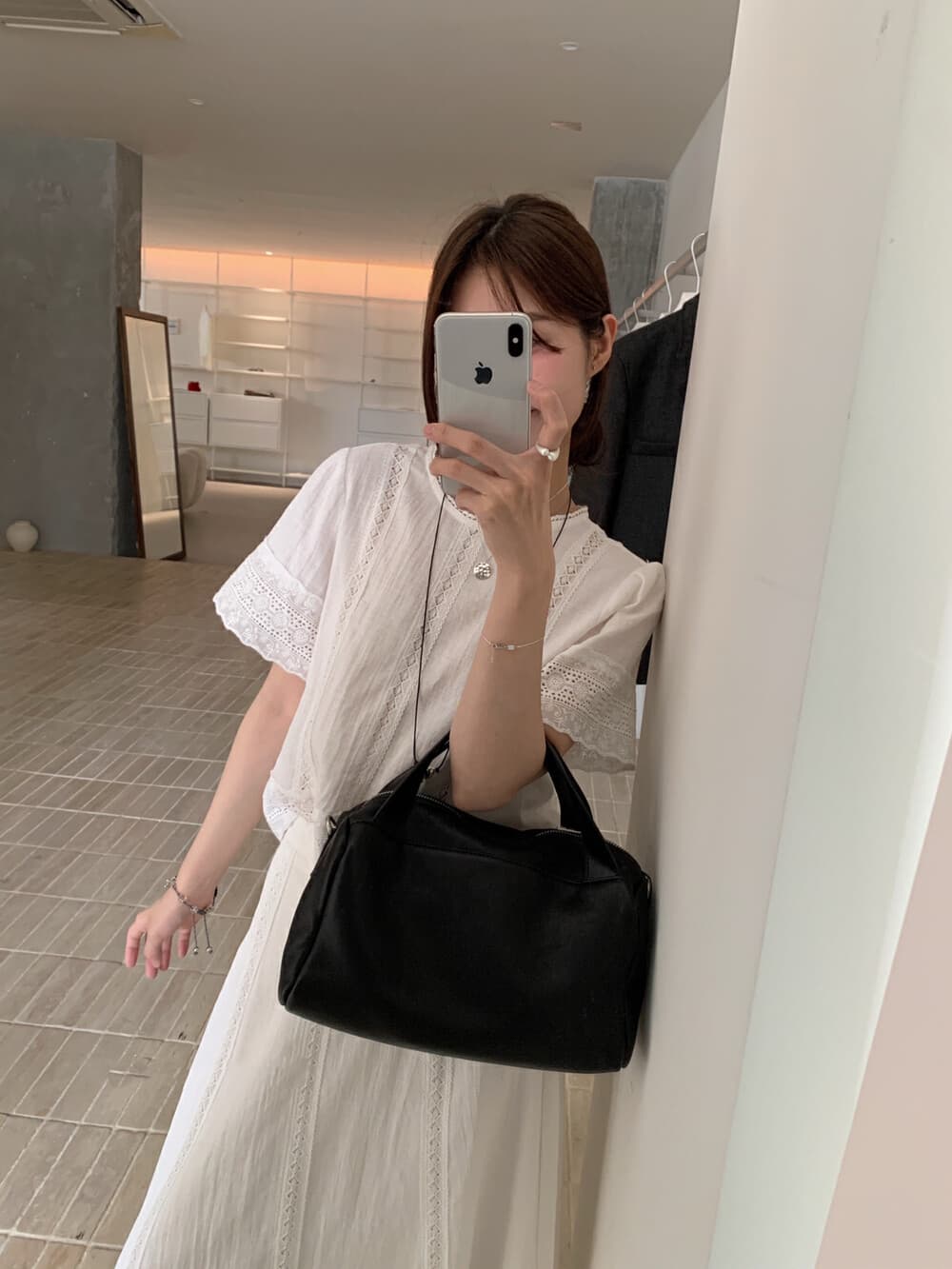 재고 있음 미니멀리즘 레이스 조각 작은 셔츠 패션 품격 레이스 조각 반신 스커트 상세 이미지 6
