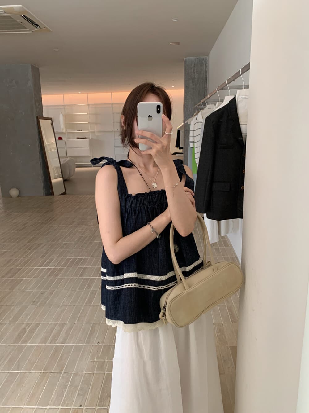 있음 물품 한국 chic 작은 대중 레이스 조각 레이스 슬립 작은 셔츠 상세 이미지 4
