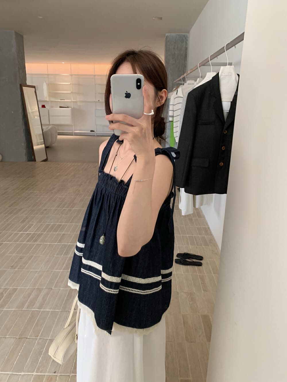 있음 물품 한국 chic 작은 대중 레이스 조각 레이스 슬립 작은 셔츠 상세 이미지 7