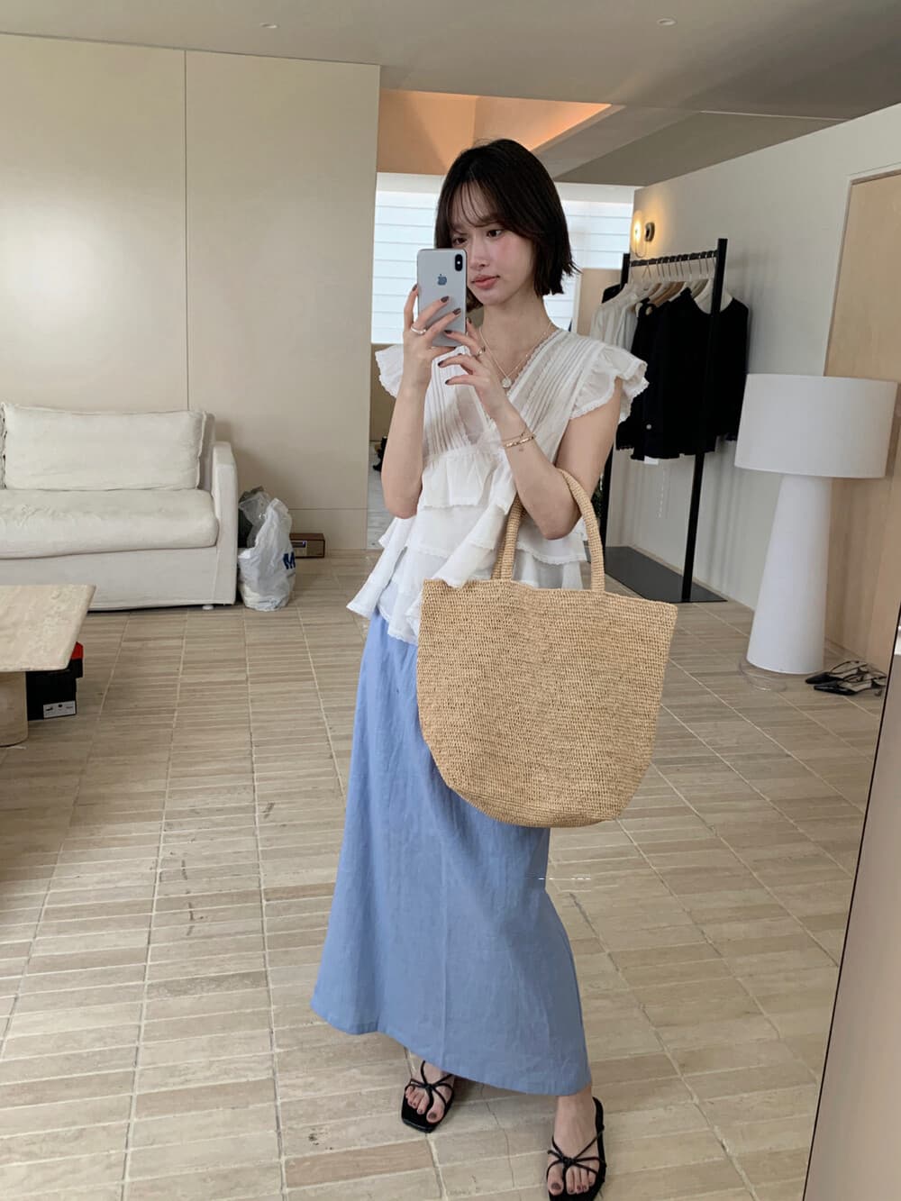 재고 있음 한국 스타일 품격 다용도 무거운 작업 요정 프릴 Feifei 소매 셔츠 이미지 4