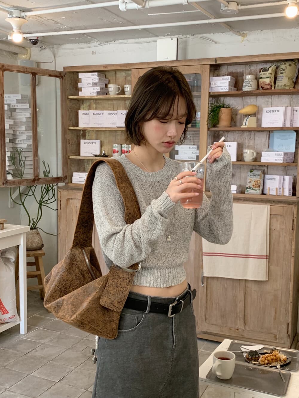 재고 있음 한국 스타일 출퇴근 미니멀리즘 라운드 넥 스트랩 보온 스웨터 상세 이미지 8