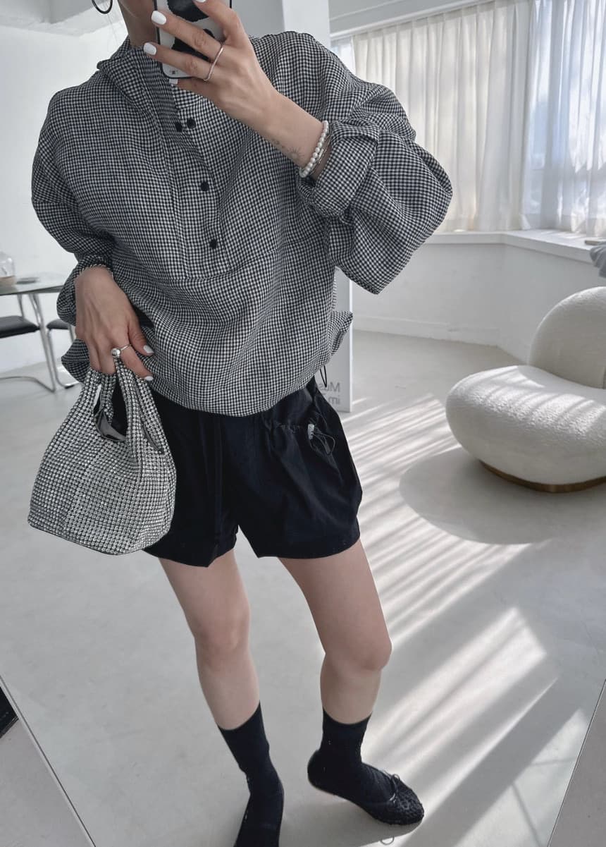 재고 있음 한국 chic 새로운 캐주얼 부서 버클 스탠드 칼라 펌프 로프 뒤로 알파벳 후드티 상세 이미지 4