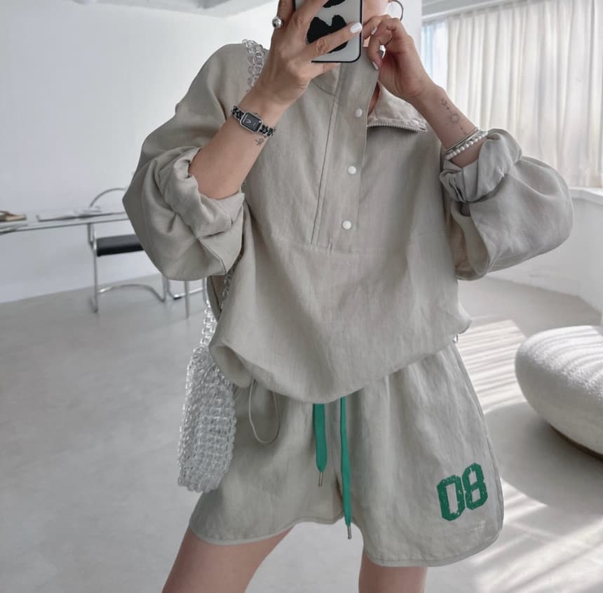 재고 있음 한국 chic 새로운 캐주얼 부서 버클 스탠드 칼라 펌프 로프 뒤로 알파벳 후드티 상세 이미지 8