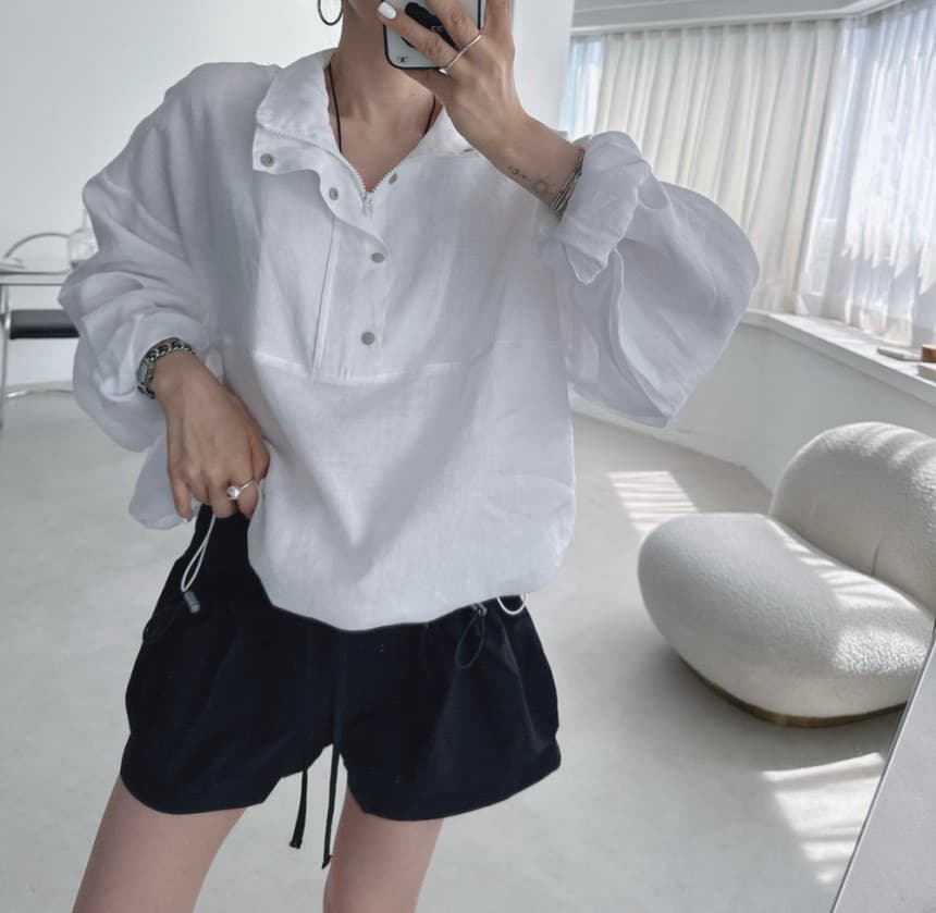 재고 있음 한국 chic 새로운 캐주얼 부서 버클 스탠드 칼라 펌프 로프 뒤로 알파벳 후드티 상세 이미지 21