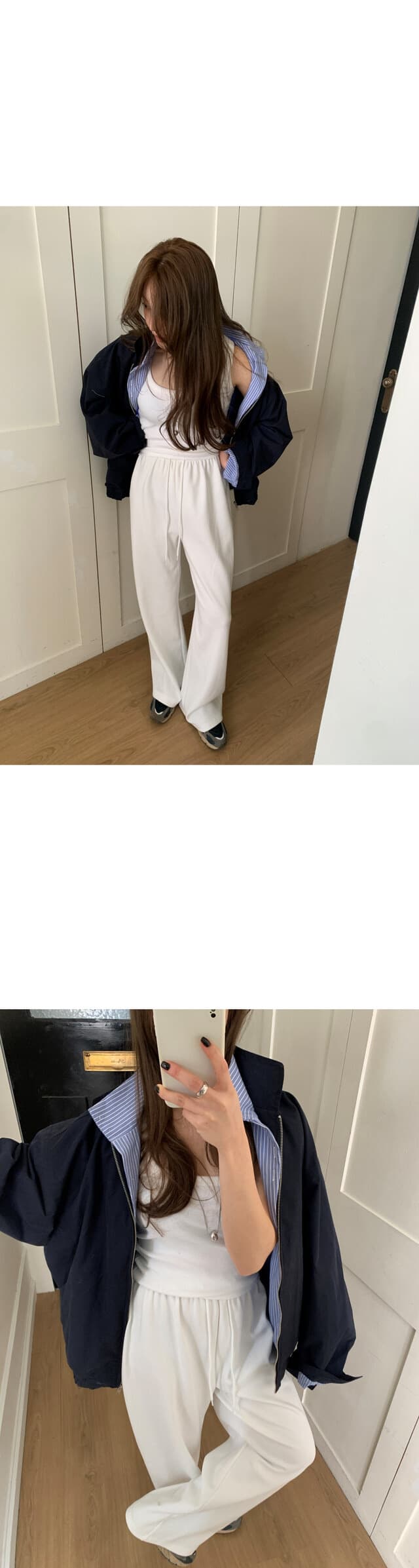 있음 물품 한 부서 패션 스트라이프 패치워크 폴로 칼라 오픈 가디건 재킷 재킷 가을 맨위 상세 이미지 20