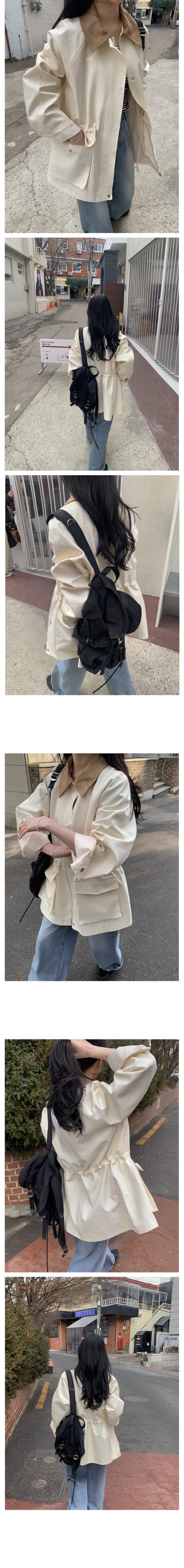 재고 있음 한국 chic 패션 품격 배색 칼라 펌프 로프 디자인 빅 포켓 루즈핏 캐주얼 재킷 상세 이미지 7