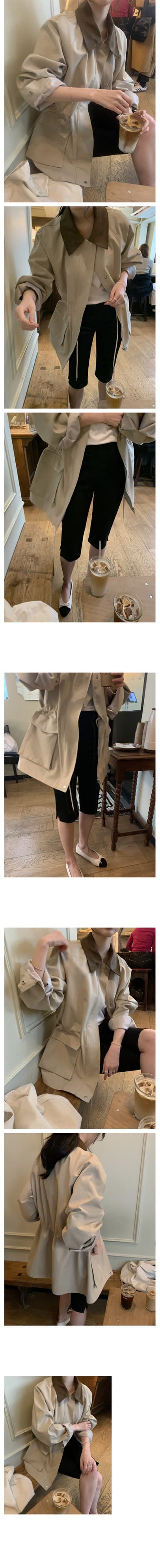 재고 있음 한국 chic 패션 품격 배색 칼라 펌프 로프 디자인 빅 포켓 루즈핏 캐주얼 재킷 상세 이미지 10
