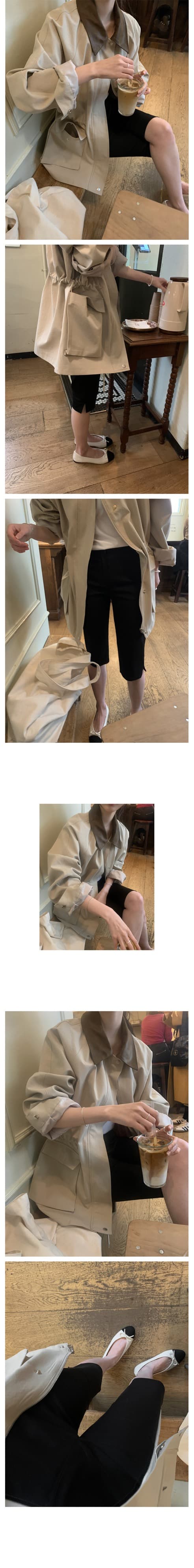 재고 있음 한국 chic 패션 품격 배색 칼라 펌프 로프 디자인 빅 포켓 루즈핏 캐주얼 재킷 상세 이미지 11